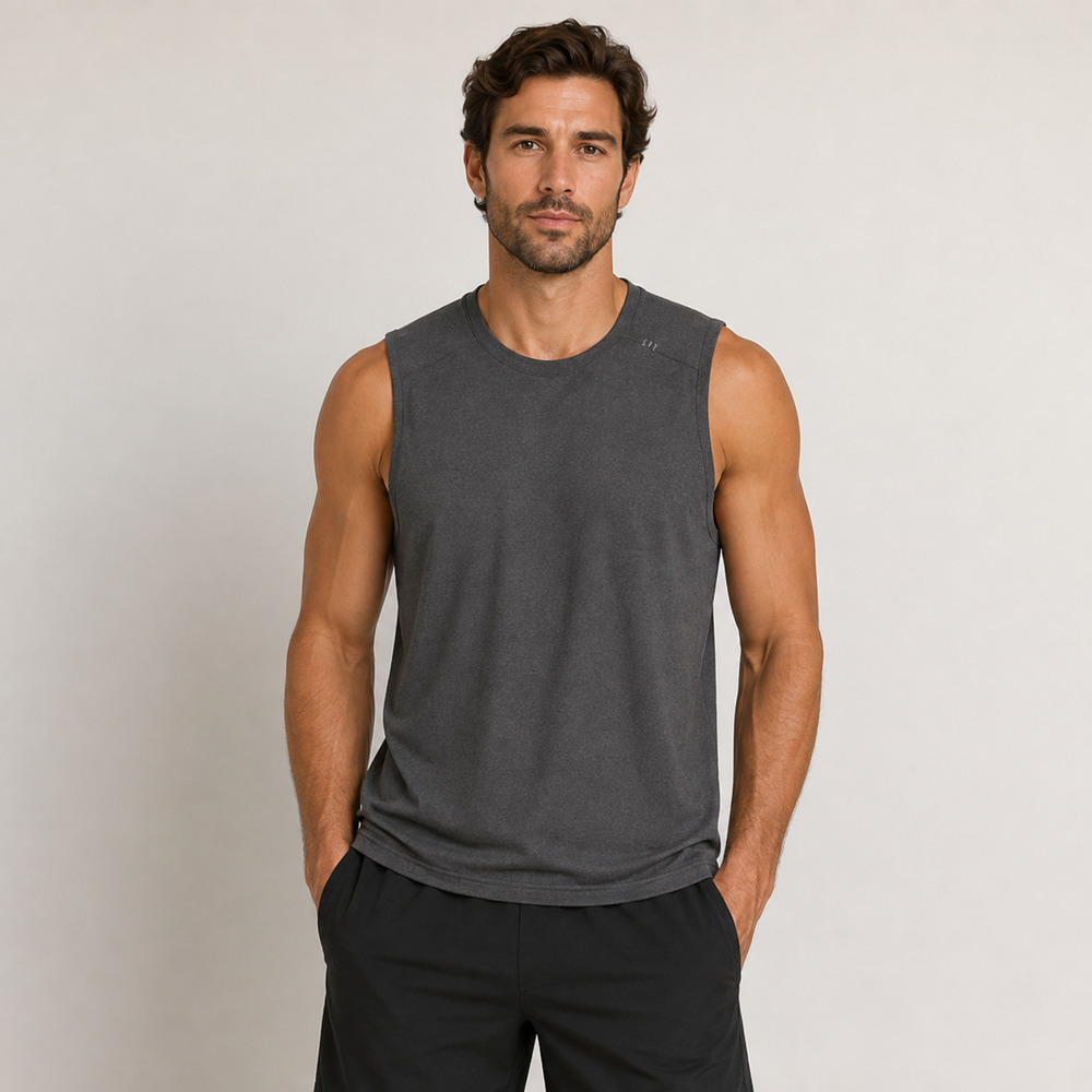 Lululemon Vital Drive Sleeveless S Heathered Gray Set Your Goals Men